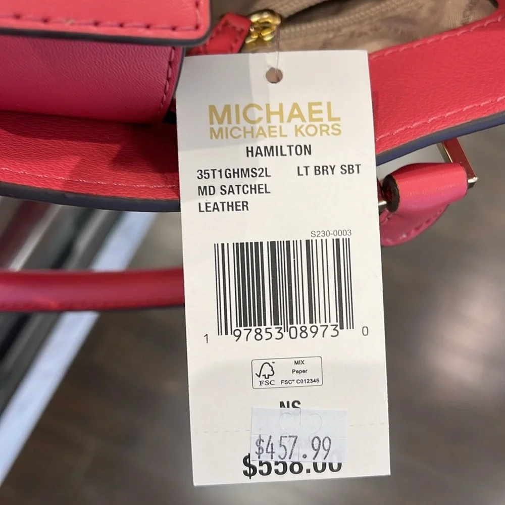 MICHAEL KORS HAMILTON MEDIUM SATCHEL 
 COLOR: LIGHT BERRY SHERBET 
NWT - Picture 8 of 16